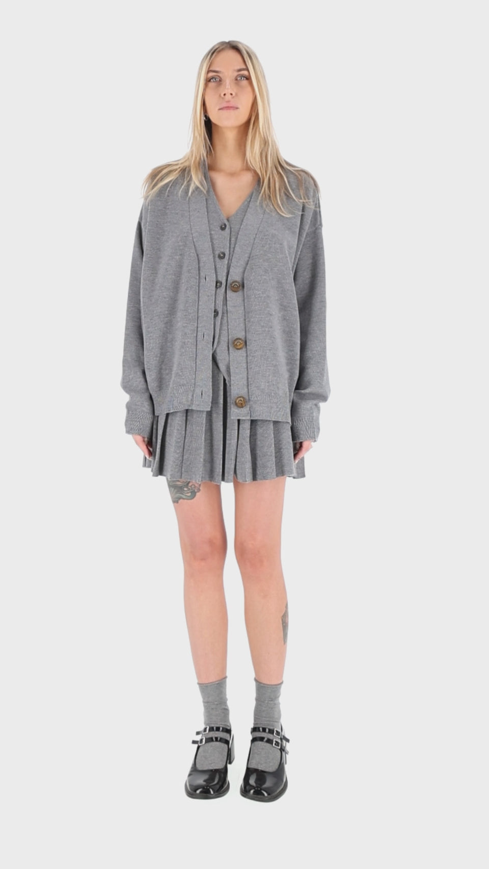 SALANIDA Merino Wool Cardigan in Light Grey | BENE